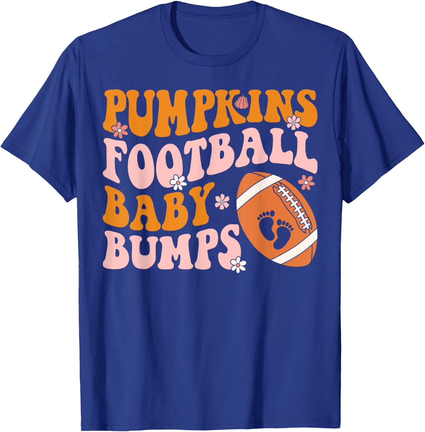 Pumpkins Football Baby Bumps Pregnancy Announcement Fall T-Shirt - T-Shirt | Royal