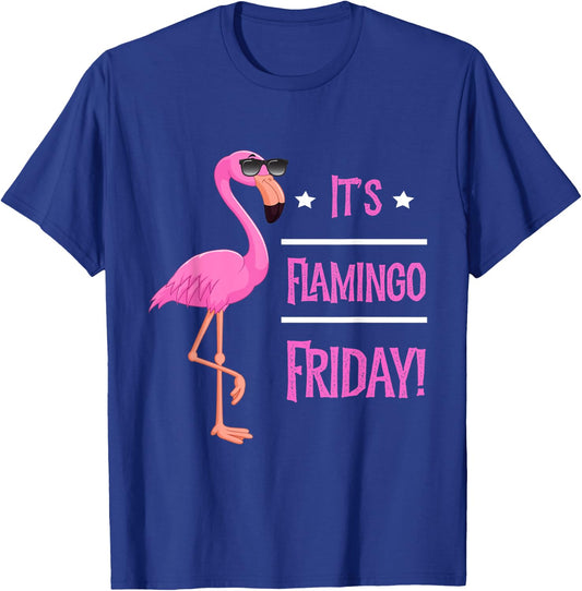 Flamingo It’s Flamingo Friday Birds Wearing Glasses T-Shirt - T-Shirt | Royal