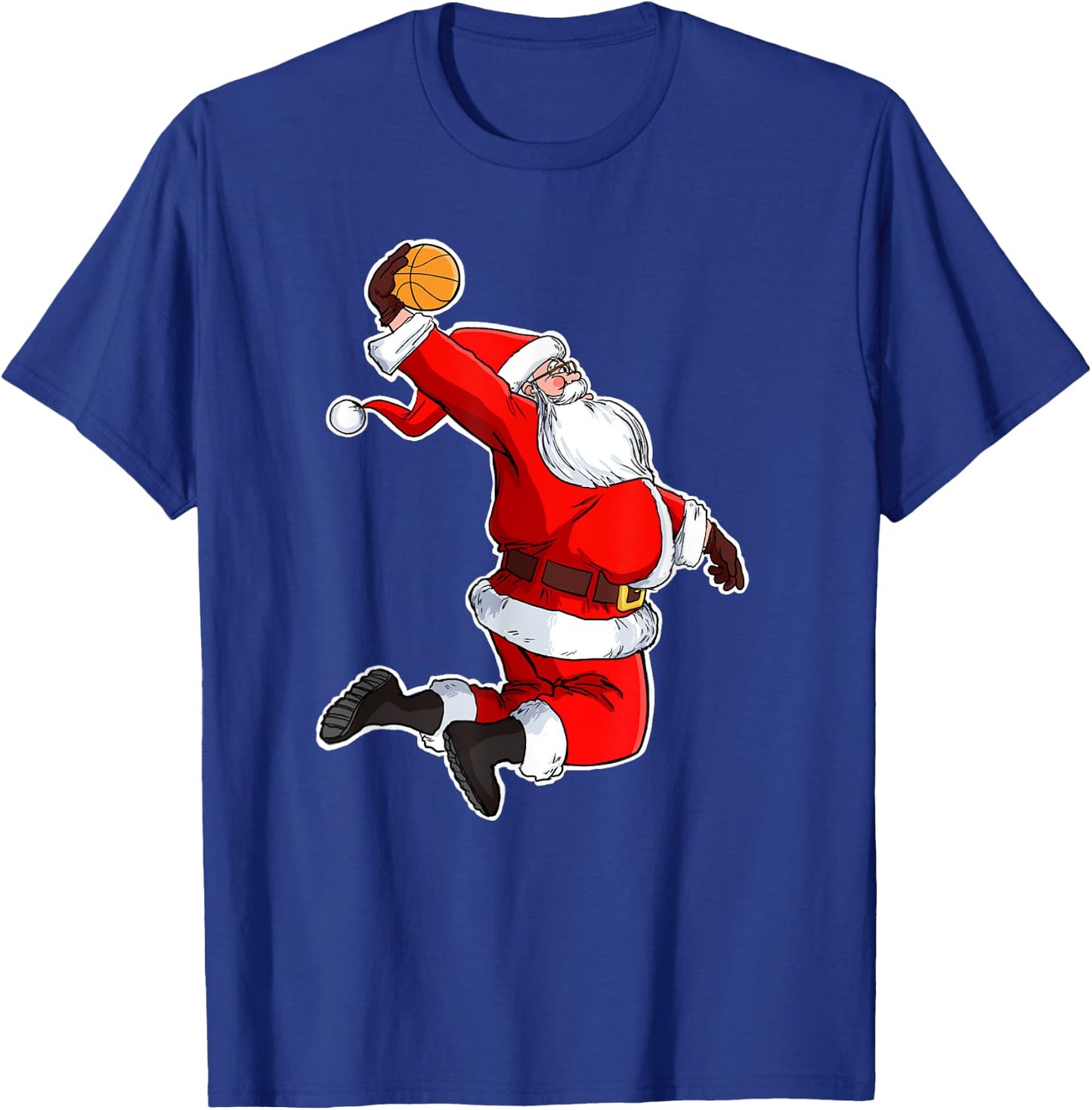 Dunking Santa Basketball Santa T-Shirt - T-Shirt | Royal