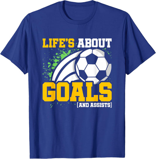 Soccer Player - Life's About Goals & Assists - Boys Soccer T-Shirt - T-Shirt | Royal