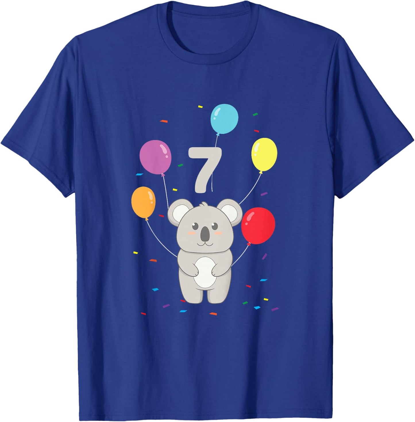 7th Birthday 7 Years Koala Balloons Australia Eucalyptus Zoo T-Shirt - T-Shirt | Royal