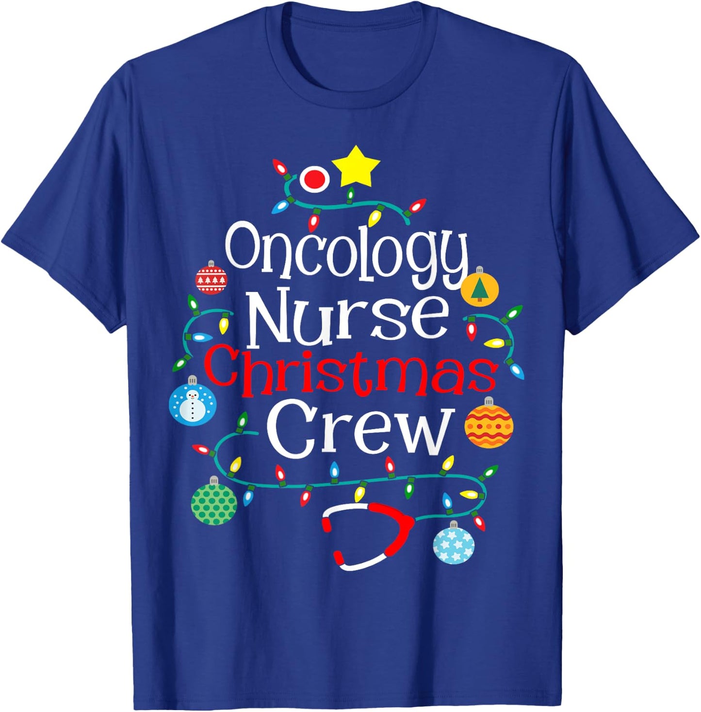 Oncology Nurse Christmas Crew Women's Black Short Sleeve Small T-Shirt - T-Shirt | Royal