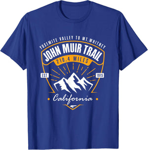 John Muir Trail Hiking Backpacking California Hiker T-Shirt - T-Shirt | Royal