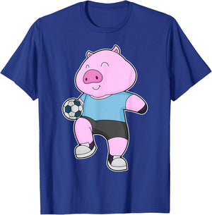 Pig Soccer player Soccer Sports T-Shirt - T-Shirt | Royal