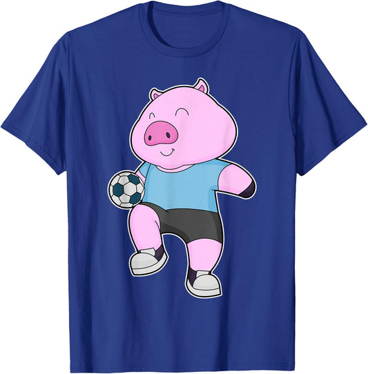 Pig Soccer player Soccer Sports T-Shirt - T-Shirt | Royal