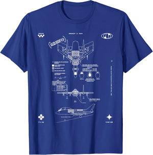 Vought F7U-3M Cutlass Aircraft Armament Technical Blueprint T-Shirt - T-Shirt | Royal