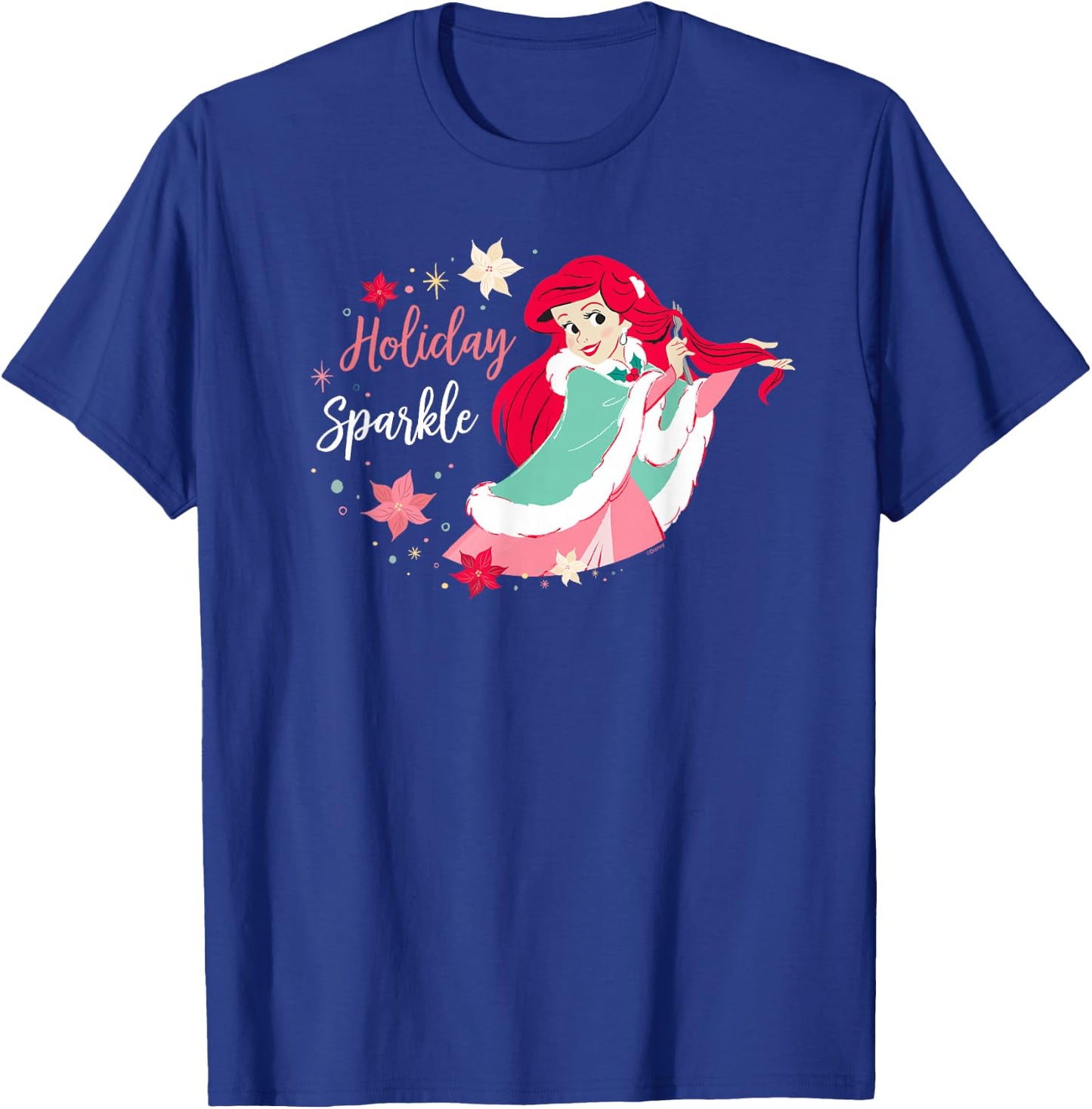 Disney Princess Ariel Mermaid Christmas Holiday Sparkle T-Shirt - T-Shirt | Royal
