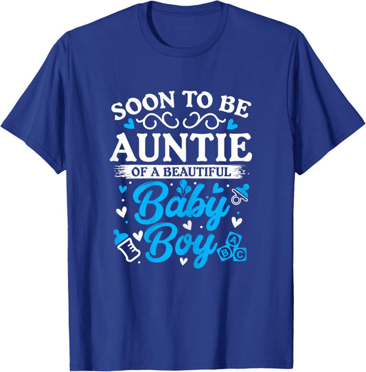 Soon to Be Auntie of a Beautiful Baby Boy Baby Shower T-Shirt - T-Shirt | Royal