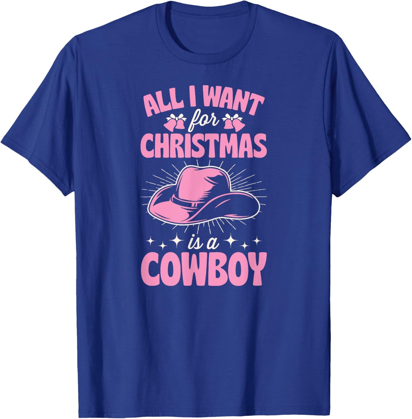 Cute Matching Family Merry Christmas Party Supply Women's 3X-Large Black Short Sleeve Cotton 60% Polyester 40% Holiday Themed Cowboy T-Shirt - T-Shirt | Royal