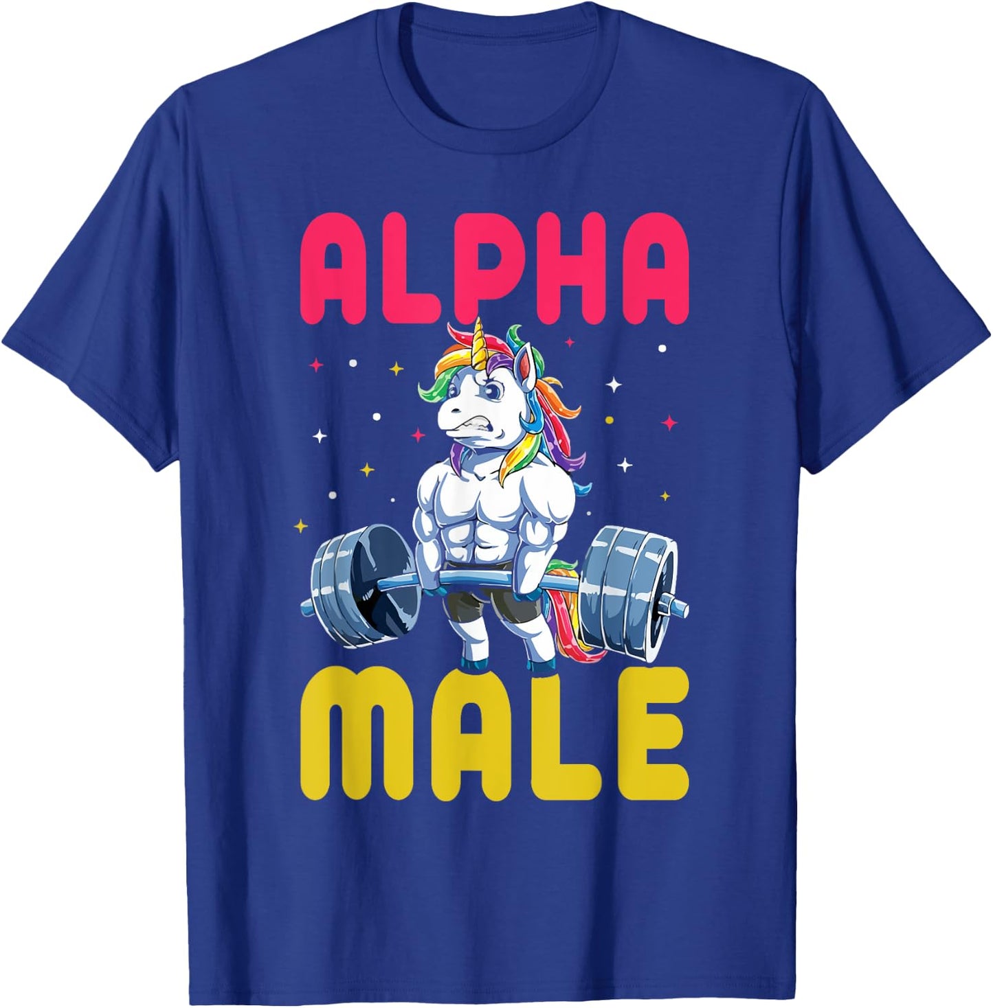 Alpha Male Men Unicorn Funny Weightlifting Workout Gym T-Shirt - T-Shirt | Royal