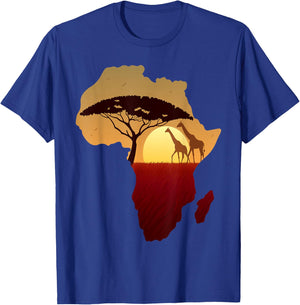 Africa Giraffe Map Dad South Animals Big Five Safari T-Shirt - T-Shirt | Royal