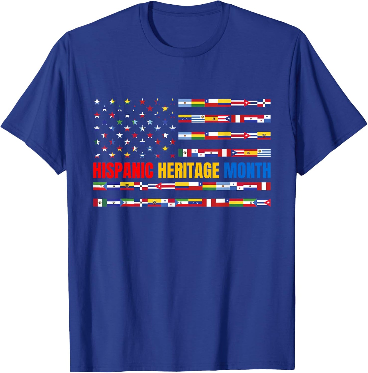 Hispanic Heritage Month USA American Flag National Latino T-Shirt - T-Shirt | Royal