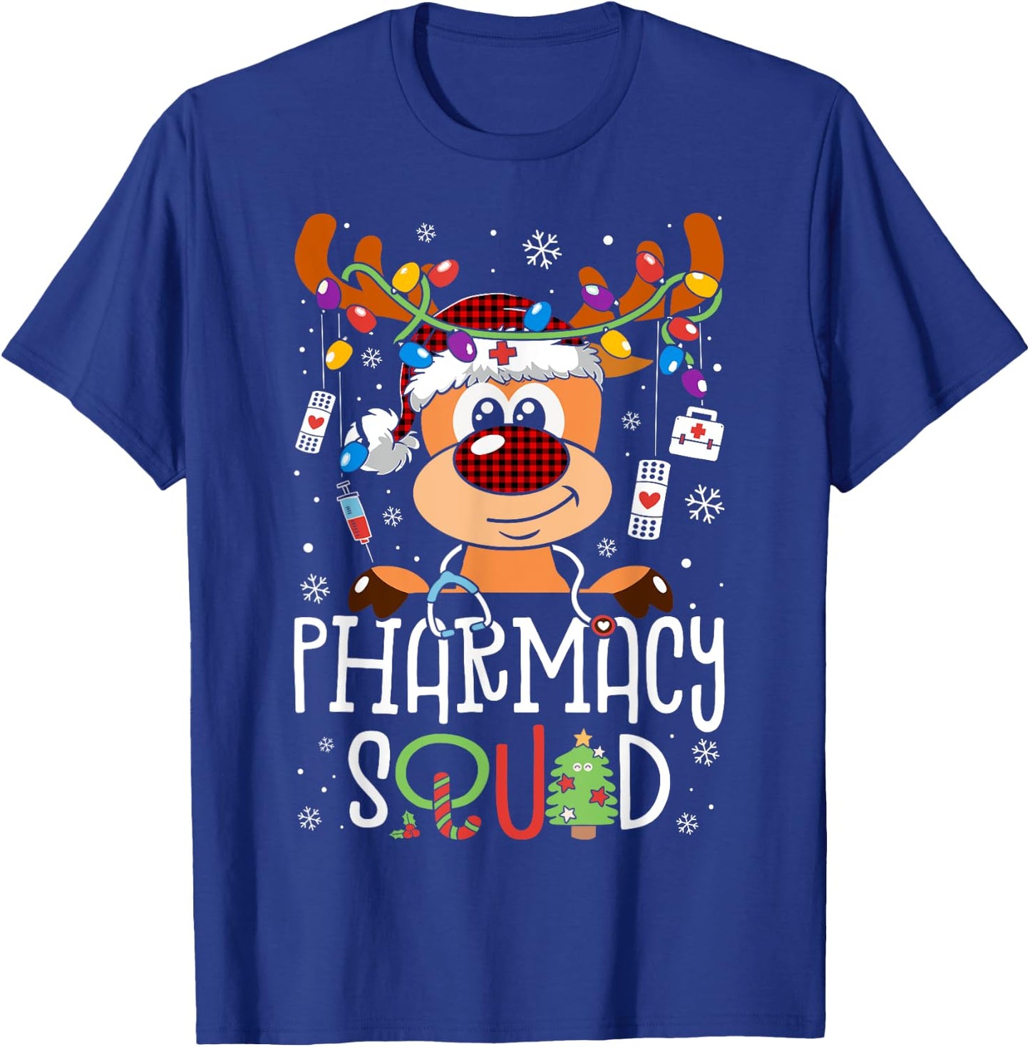 Reindeer Christmas Pharmacy Assistant Squad Stethoscope T-Shirt - T-Shirt | Royal