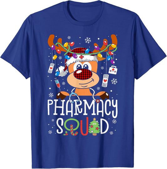 Reindeer Christmas Pharmacy Assistant Squad Stethoscope T-Shirt - T-Shirt | Royal