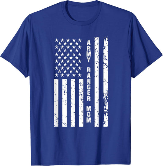 Army Ranger Mom United States Patriotic American Flag T-Shirt - T-Shirt | Royal