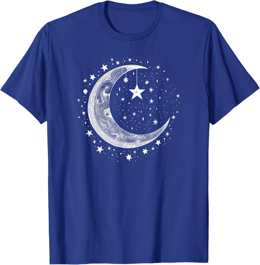 Galaxy Night Sky Moon Lunar Stars Love T-Shirt - T-Shirt | Royal
