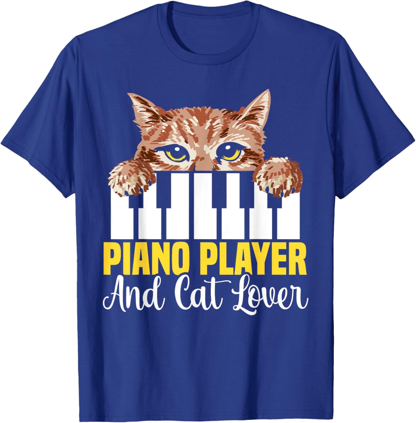 Piano Player And Cat Lover Piano Cat Musician Pianist T-Shirt - T-Shirt | Royal