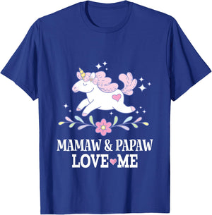 Mamaw and Papaw Love Me Granddaughter Unicorn T-Shirt - T-Shirt | Royal
