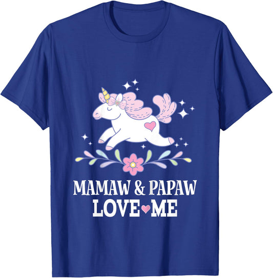 Mamaw and Papaw Love Me Granddaughter Unicorn T-Shirt - T-Shirt | Royal