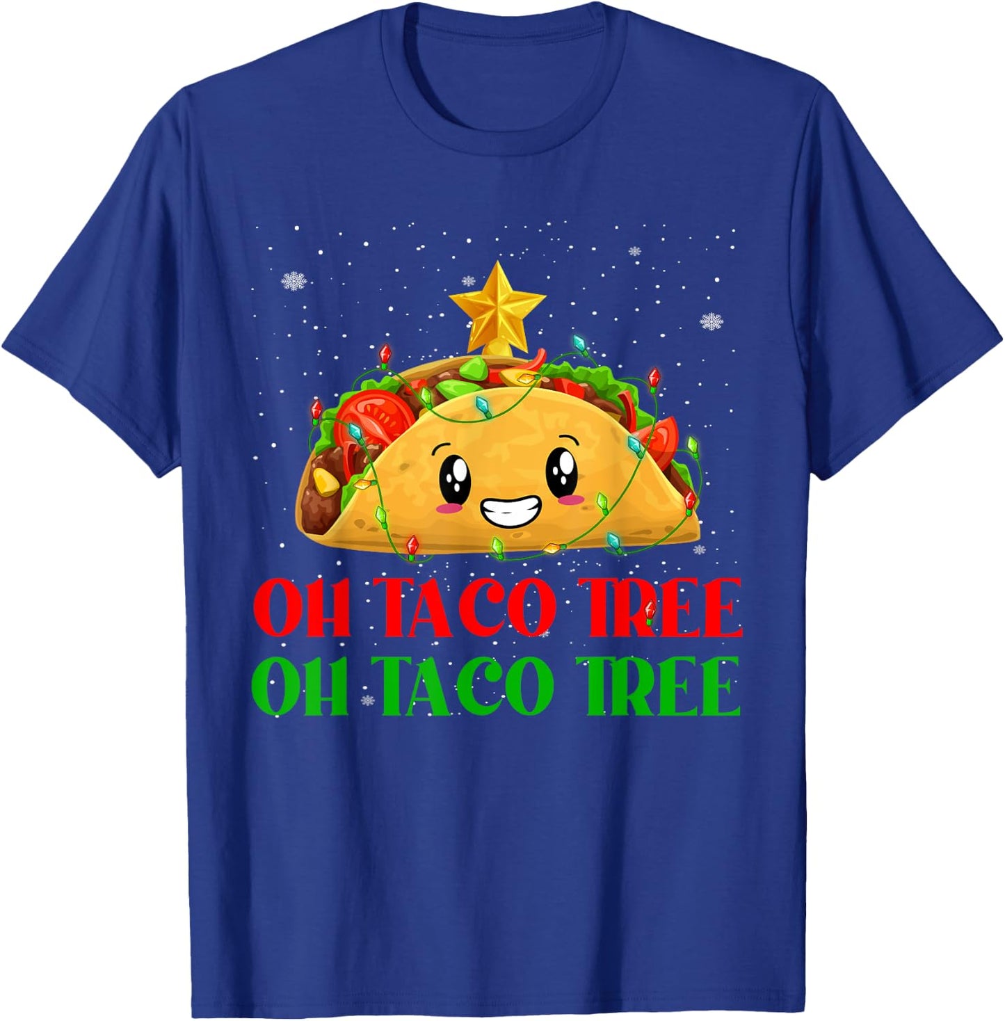 Funny Oh Taco Tree Mexican Tacos Christmas Tree Lights Xmas T-Shirt - T-Shirt | Royal