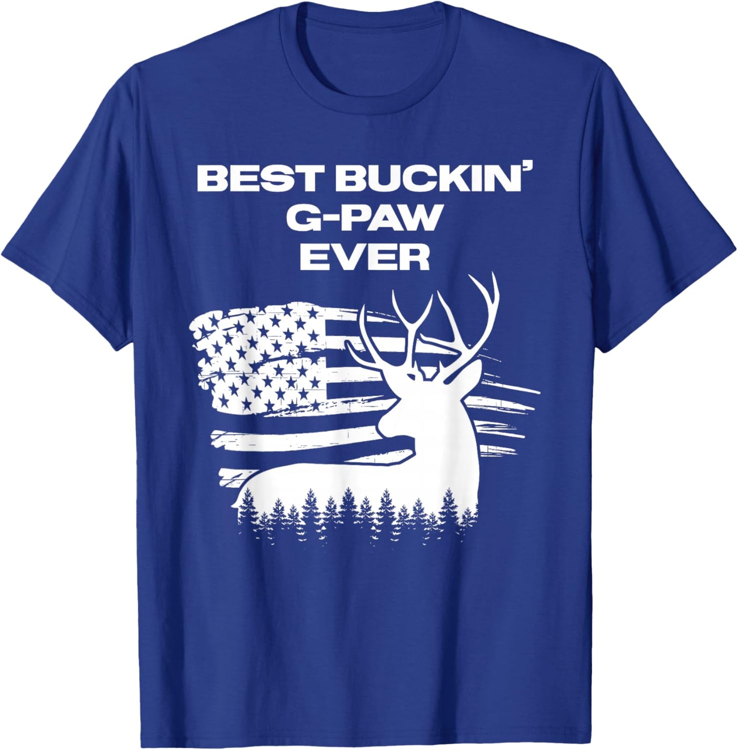 Best Buckin' G-Paw Ever American Flag Deer Antlers Hunting T-Shirt - T-Shirt | Royal