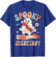 Spooky School Secretary Groovy Halloween Floral Ghost T-Shirt - T-Shirt | Royal