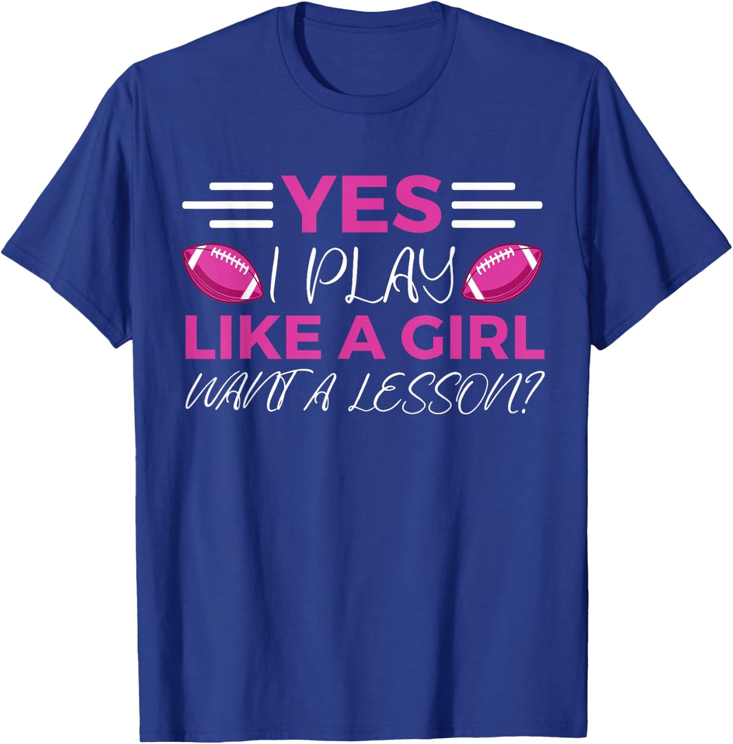 Funny Flag Football Girl T-Shirt - T-Shirt | Royal