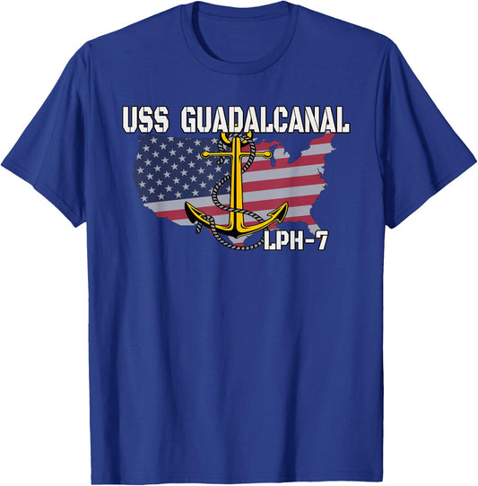 USS Guadalcanal LPH-7 Landing Platform Helicopter Veterans T-Shirt - T-Shirt | Royal