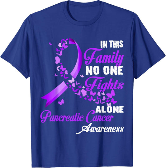In This Family No One Fight Alone - Pancreatic Cancer Month T-Shirt - T-Shirt | Royal