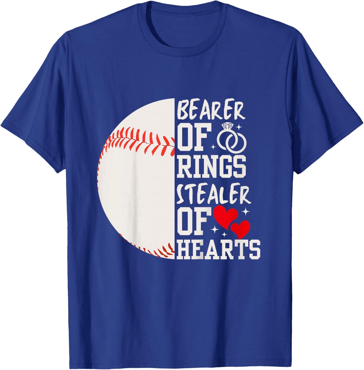 Bearer of Rings Stealer of Hearts Ring Bearer Baseball Gift T-Shirt - T-Shirt | Royal