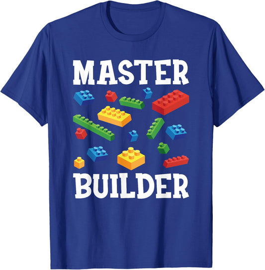 Master Builder Kids Block Building Brick Builder T-Shirt - T-Shirt | Royal