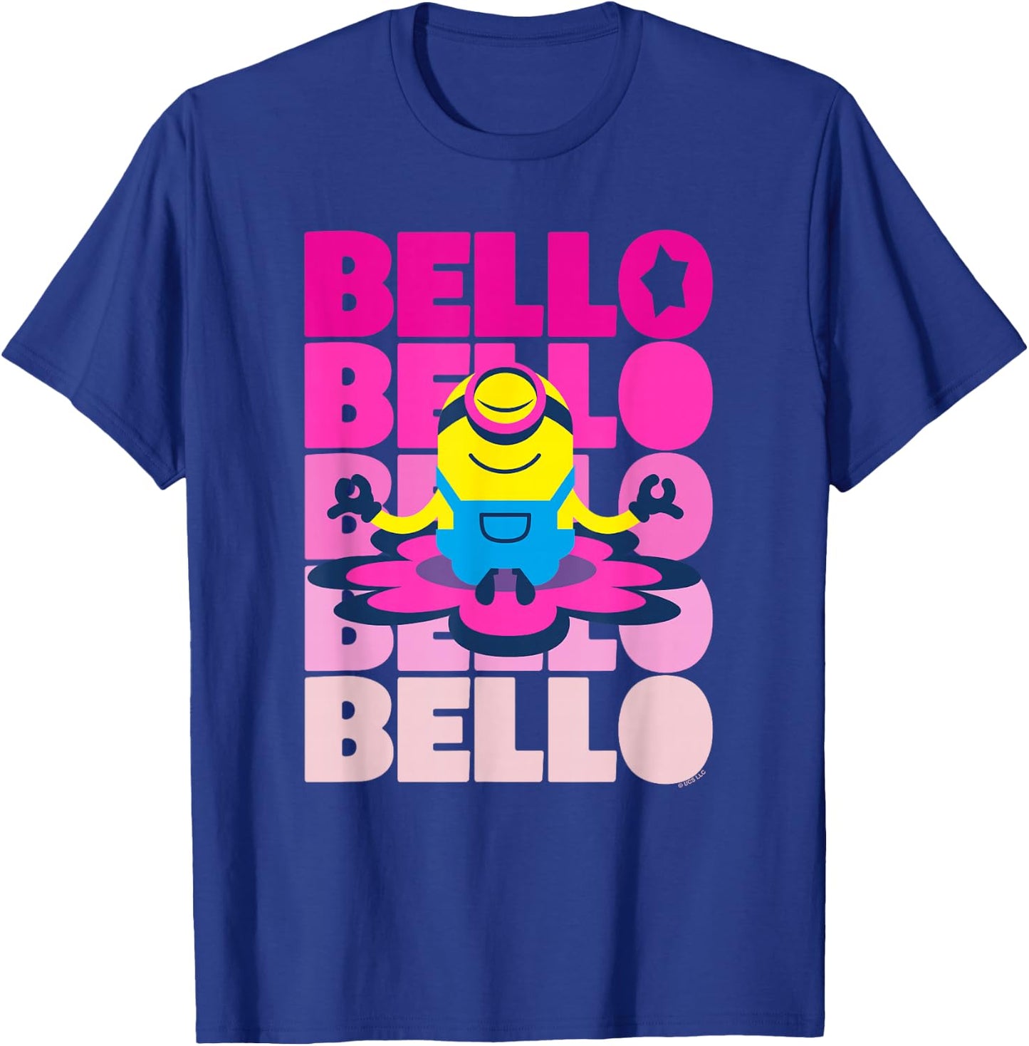 Minions Stuart Bello Meditation Text Stack T-Shirt - T-Shirt | Royal