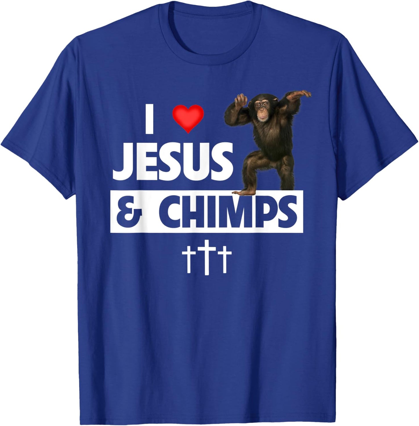 I Love Jesus and Chimps Christian Chimpanzee Monkey Lovers T-Shirt - T-Shirt | Royal
