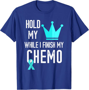 Ovarian Cancer Hold My Crown Ovarian Cancer Awareness Ribbon T-Shirt - T-Shirt | Royal