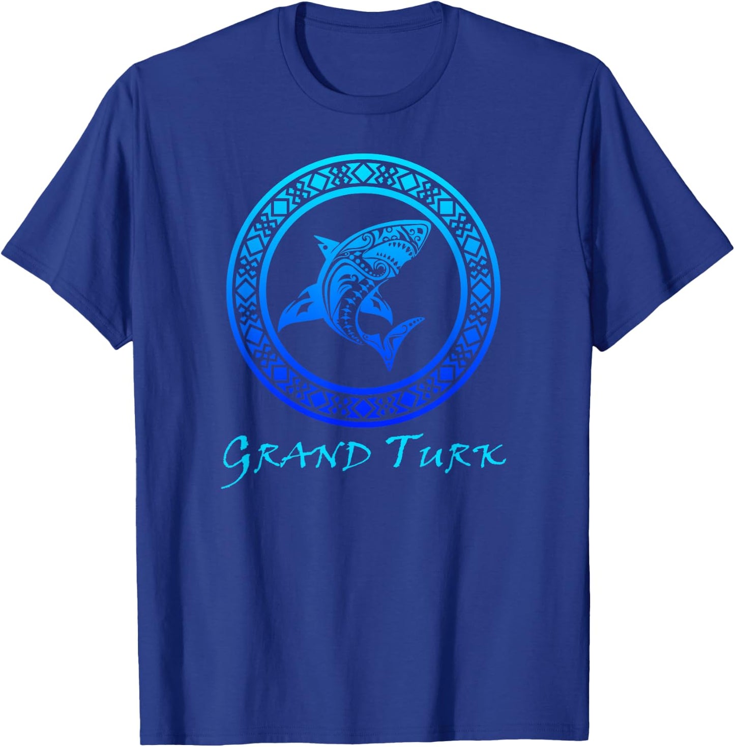 Grand Turk, Turks & Caicos Vintage Tribal Shark Vacation T-Shirt - T-Shirt | Royal