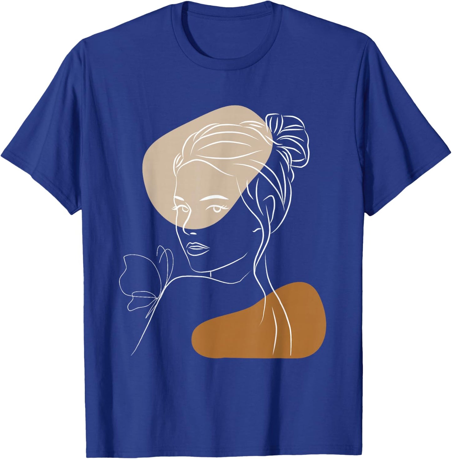 Line Art Abstract Minimalist Women Silhouette T-Shirt - T-Shirt | Royal