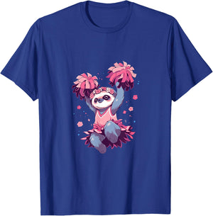 Sloth Cheerleader Cheerleading Cheer Cheering T-Shirt - T-Shirt | Royal