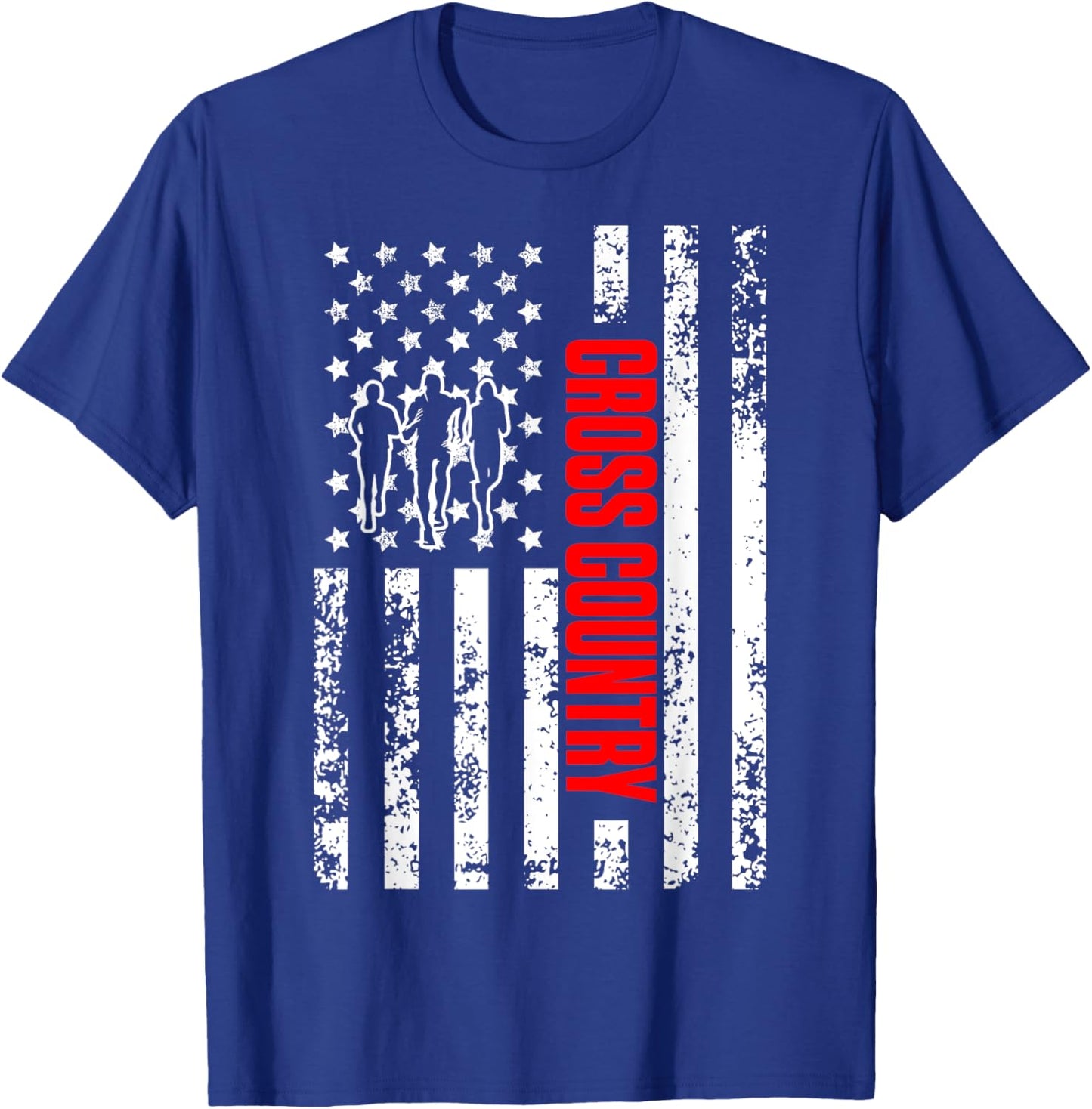 US American Flag Sports Patriotic Cross Country Running Women Girls Kids Men T-Shirt - T-Shirt | Royal