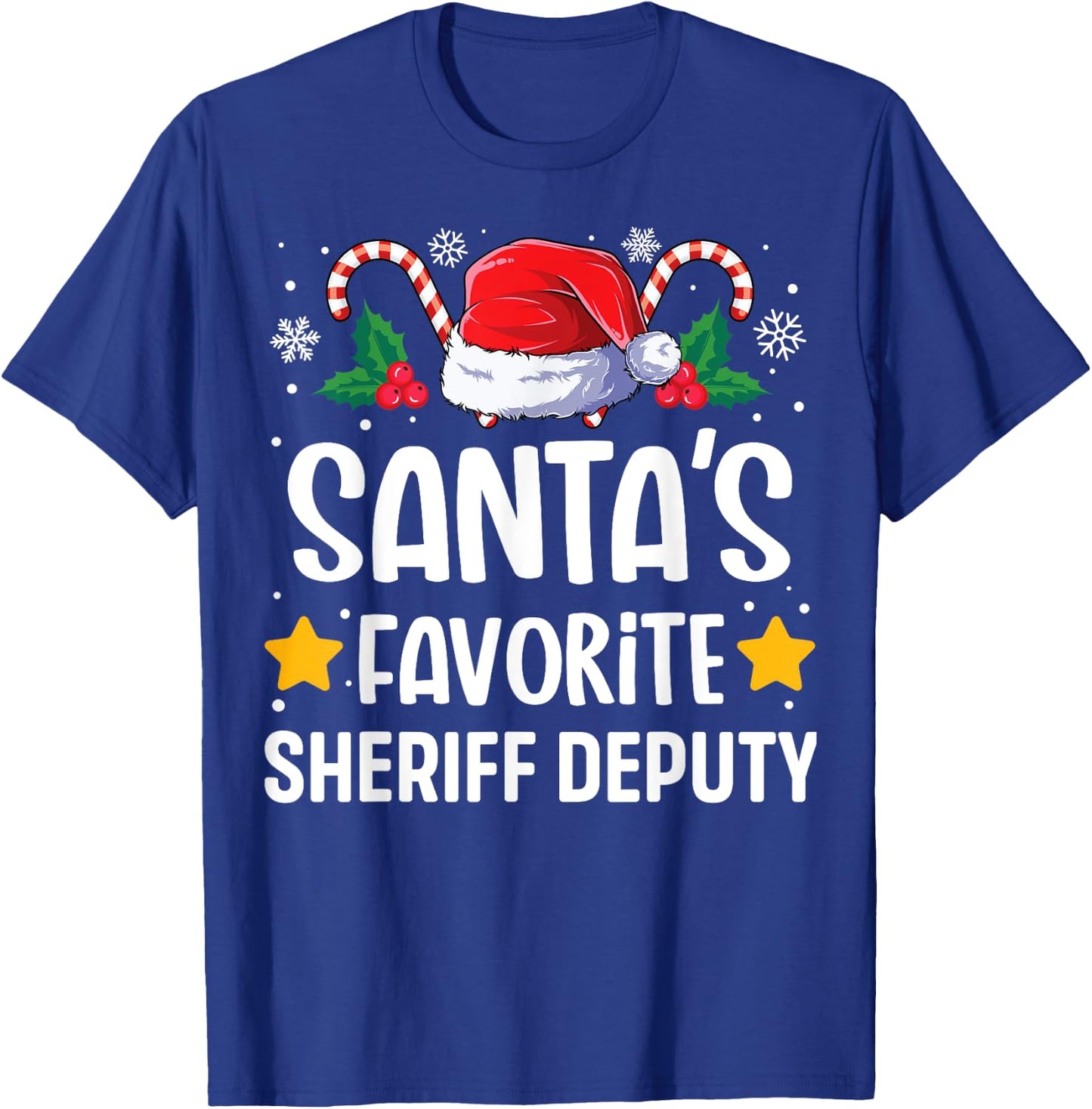 Santas Favorite Sheriff Deputy Christmas Matching Group Pj T-Shirt - T-Shirt | Royal