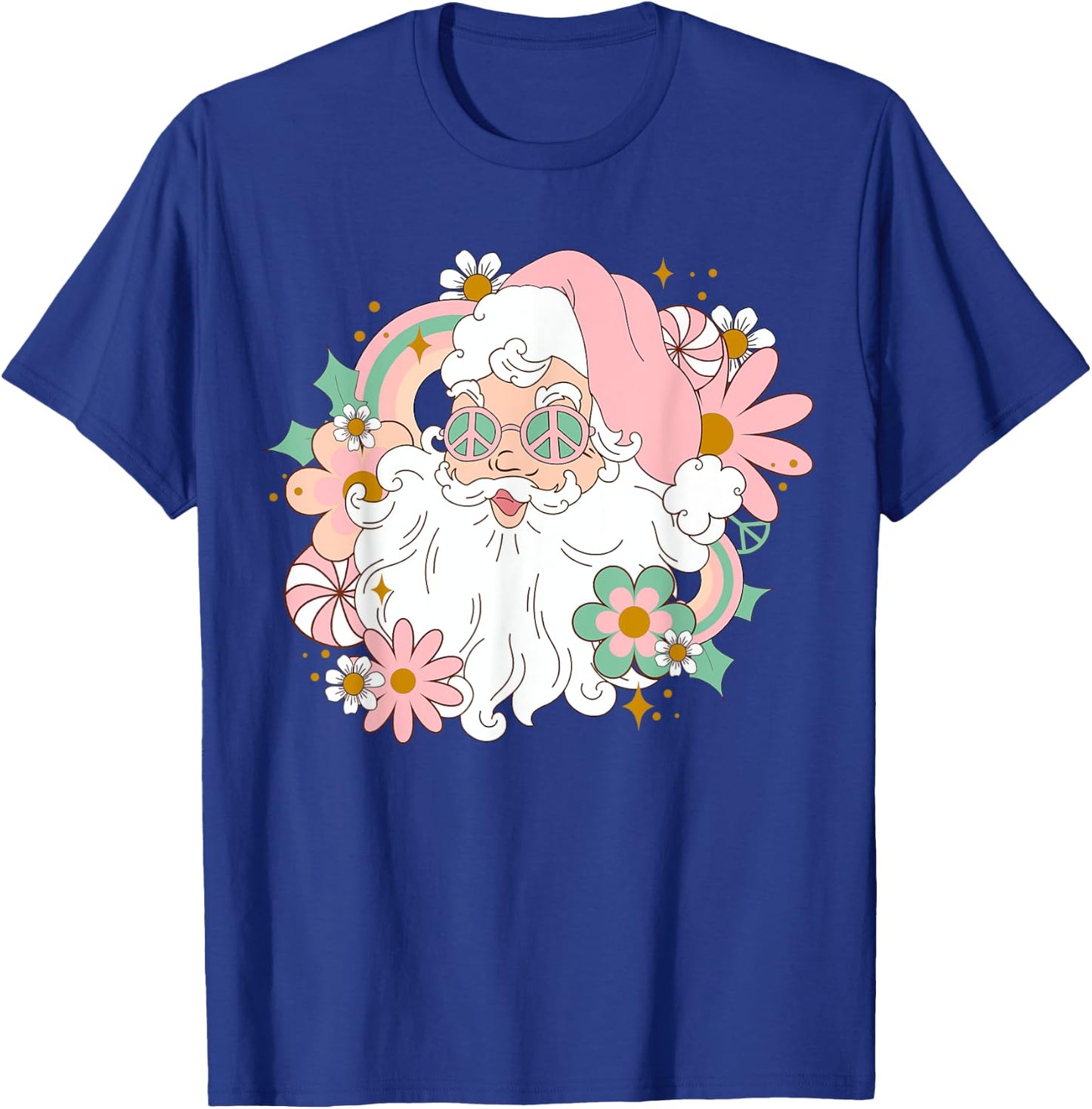 Groovy Santa Retro Peace 60's 70's Merry Christmas XMAS T-Shirt - T-Shirt | Royal