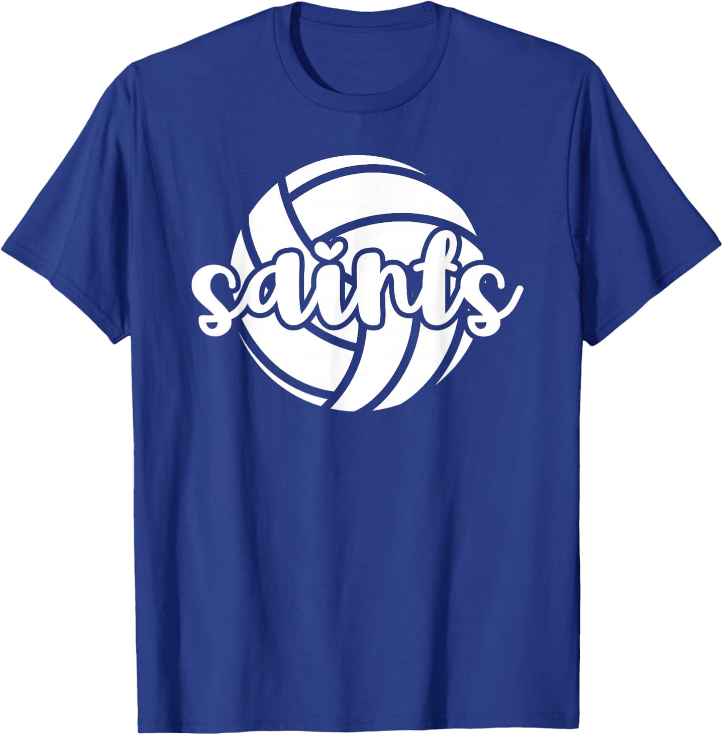 Saints Volleyball Team Mascot School Spirit Game Night T-Shirt - T-Shirt | Royal