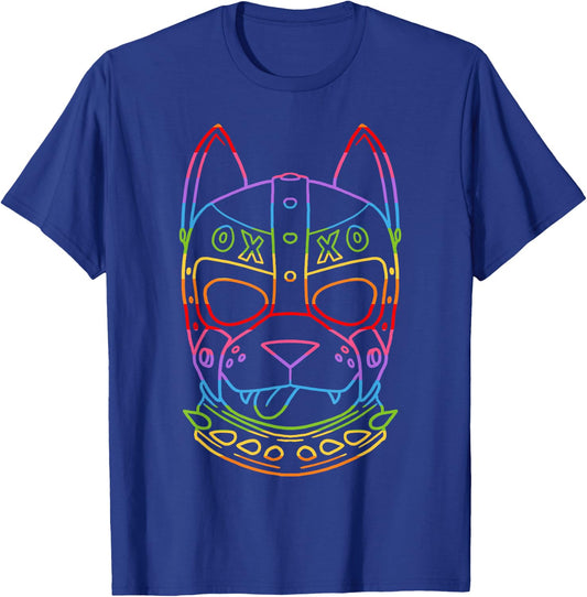 Gay PupPlay Pup Mask Rainbow Pride T-Shirt - T-Shirt | Royal