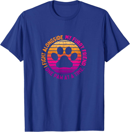 Dog Cancer Awareness Prevention Fighting the Battle Love Paw Men Women Kids T-Shirt - T-Shirt | Royal