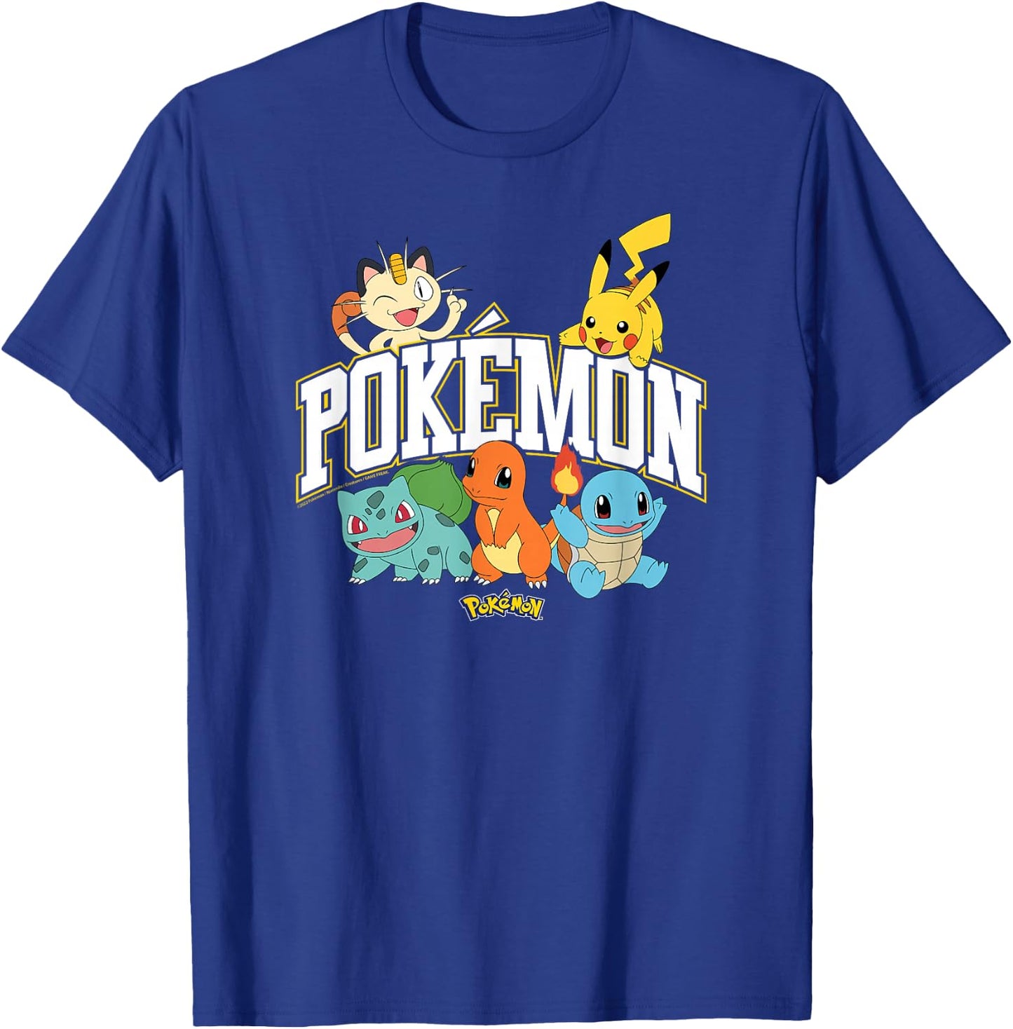 Pokémon - Pikachu Charmander Bulbasaur Squirtle Meowth T-Shirt - T-Shirt | Royal