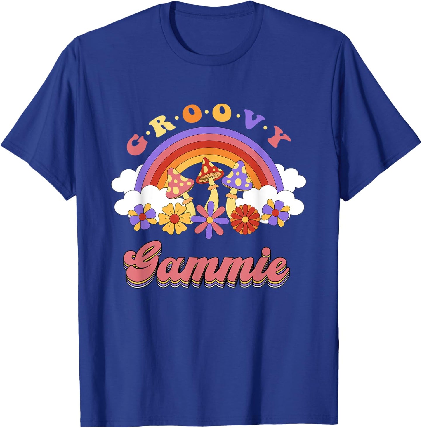 Groovy Gammie Retro Rainbow Colorful Flowers Mothers Day T-Shirt - T-Shirt | Royal