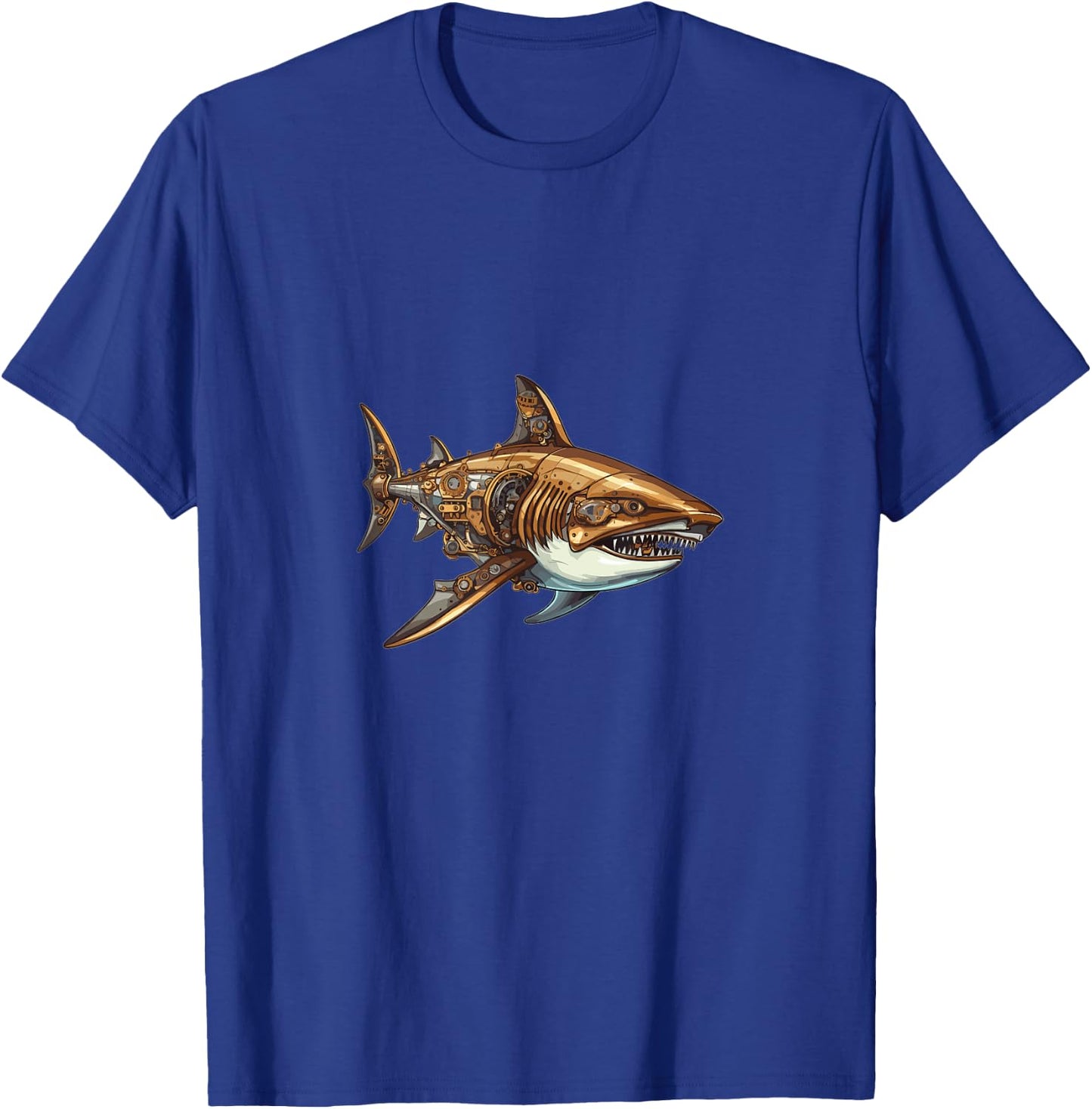 Mechanical Shark In Steampunk Style T-Shirt - T-Shirt | Royal