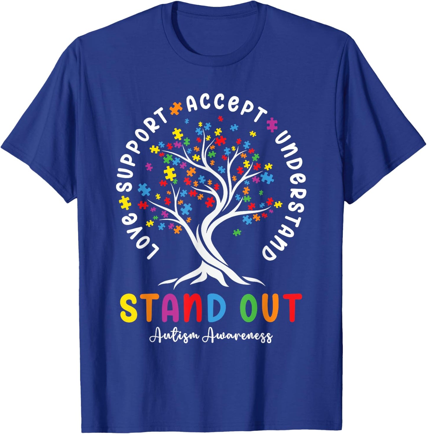 Love Support Accept Understand Autism Awareness Autistic T-Shirt - T-Shirt | Royal