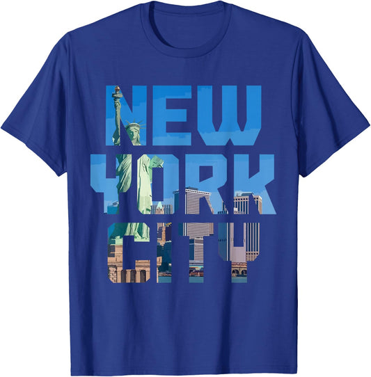 New York City NYC NY Skyline Souvenir Vintage T-Shirt - T-Shirt | Royal