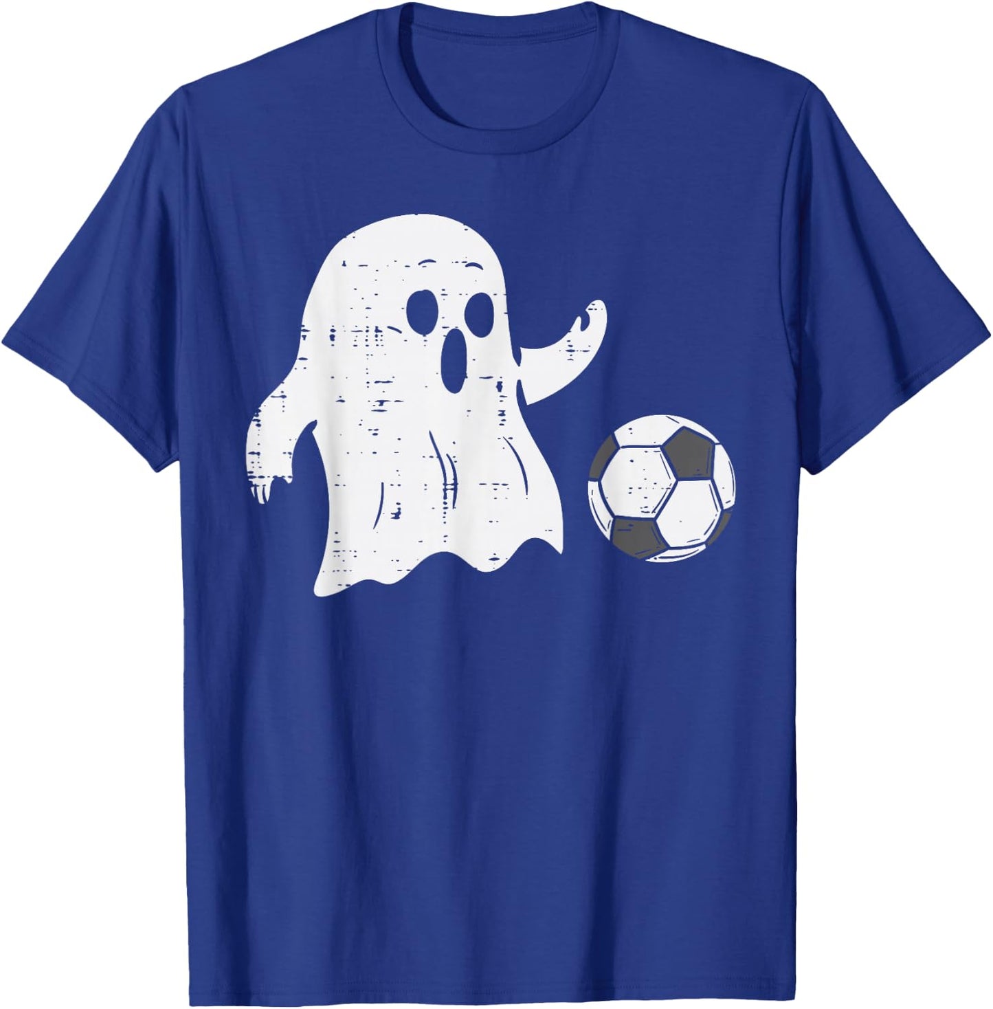 Ghost Playing Soccer Funny Football Halloween Costume Sports T-Shirt - T-Shirt | Royal