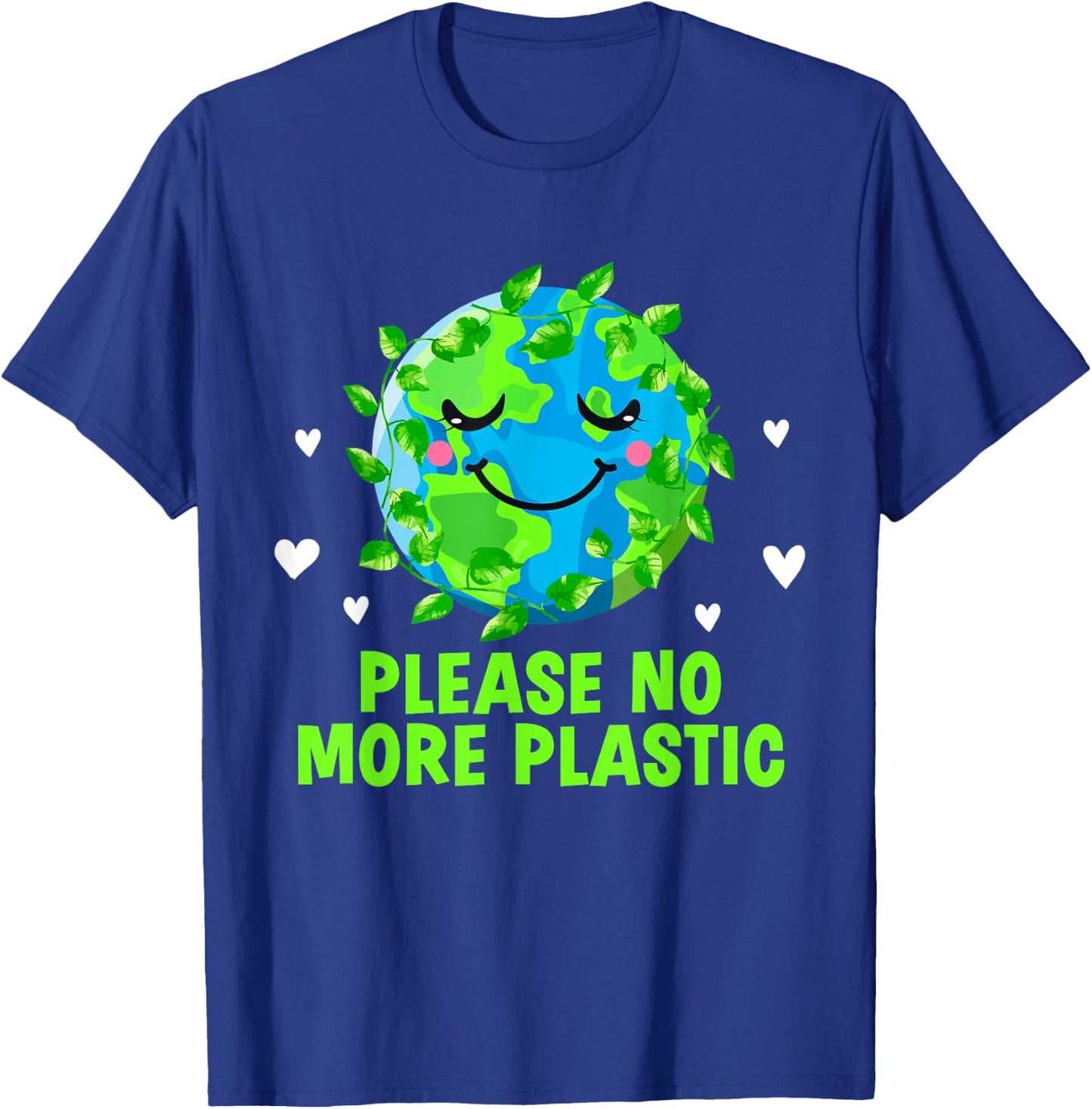 Please No More Plastic Ecology Sustainable Ecosystem T-Shirt - T-Shirt | Royal